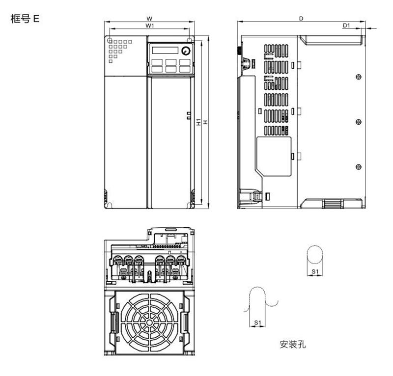 臺達變頻器 VFD25AMS43ANSAA 的安裝尺寸